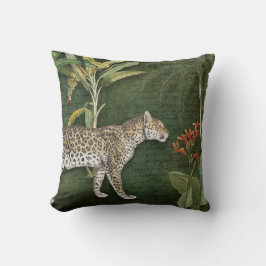 Leopard Tropical Floral in Foliage Oerwoud Green R Kussen