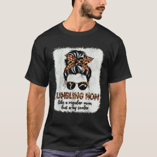Leopard Tumbling mam Cute Messy Bun Gymnastics Mot T-shirt