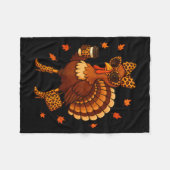 Leopard Turkey Drinking Coffee Thanksgiving Women  Fleece Deken (Voorkant (Horizontaal))