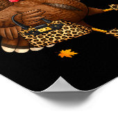 Leopard Turkey Drinking Coffee Thanksgiving Women  Poster (Hoek)