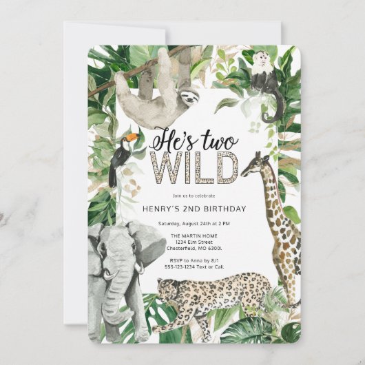 Leopard Two Wild Safari Birthday Kaart (Voorkant)