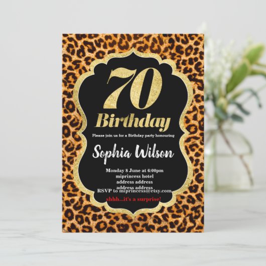 Leopard-uitnodiging voor dierlijke afdruk kaart (Staand voorkant)