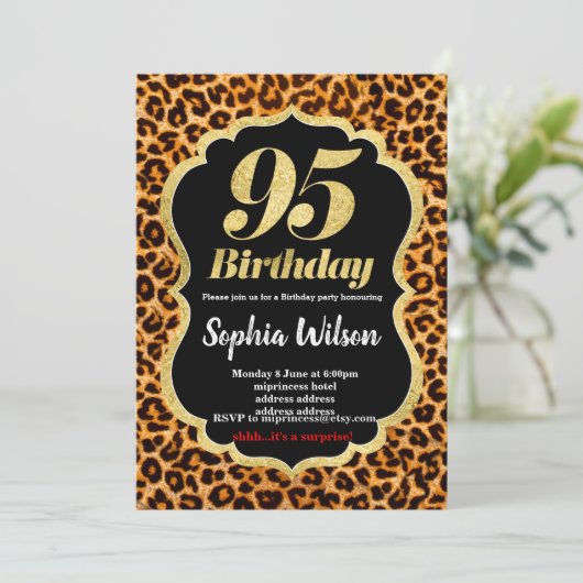 Leopard-uitnodiging voor dierlijke afdruk kaart (Staand voorkant)