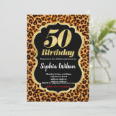 Leopard-uitnodiging voor dierlijke afdruk kaart (Staand voorkant)