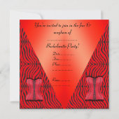 LEOPARD V RED BACHELORETTE ARTIJ INVITATION KAART (Achterkant)