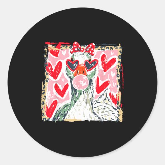 Leopard Valentine's Day Goose Cute Animal Couple M Ronde Sticker (Voorkant)