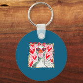 Leopard Valentine's Day Goose Cute Animal Couple M Sleutelhanger (Voorkant)