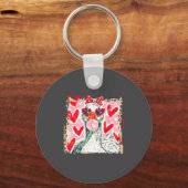 Leopard Valentine's Day Goose Cute Animal Couple M Sleutelhanger (Voorkant)