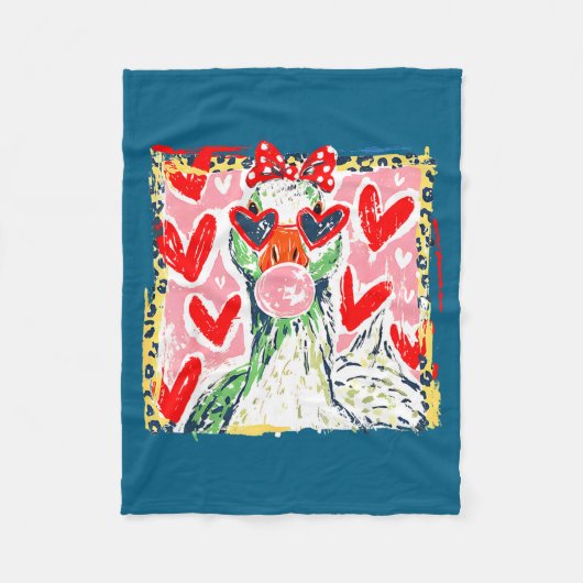 Leopard Valentine's Day Goose Funny Cute Goose Hun Fleece Deken (Voorkant)