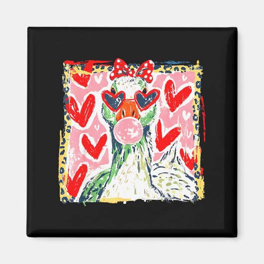 Leopard Valentine's Day Goose Funny Cute Goose Hun Magneet (Voorkant)