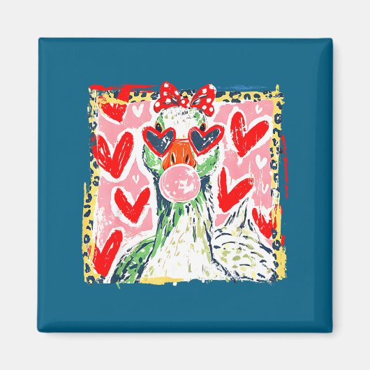 Leopard Valentine's Day Goose Funny Cute Goose Hun Magneet (Voorkant)