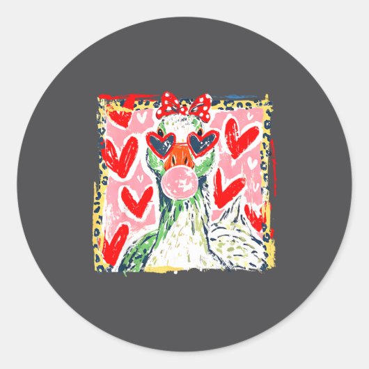 Leopard Valentine's Day Goose Funny Cute Goose Hun Ronde Sticker (Voorkant)