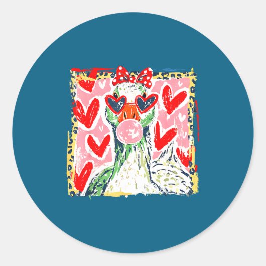 Leopard Valentine's Day Goose Funny Cute Goose Hun Ronde Sticker (Voorkant)