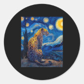 Leopard - Van Gogh Style Starry Night Funny Graphi Ronde Sticker (Voorkant)