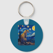 Leopard - Van Gogh Style Starry Night Funny Graphi Sleutelhanger (Voorkant)
