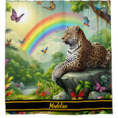 Leopard Vibe: artistieke Oerwoud rust Douchegordijn (Voorkant)