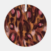 Leopard Vlekken Afrikaans Dierenpatroon Glas Ornament (Achterkant)