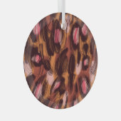 Leopard Vlekken Afrikaans Dierenpatroon Glas Ornament (Voorkant Rechts)