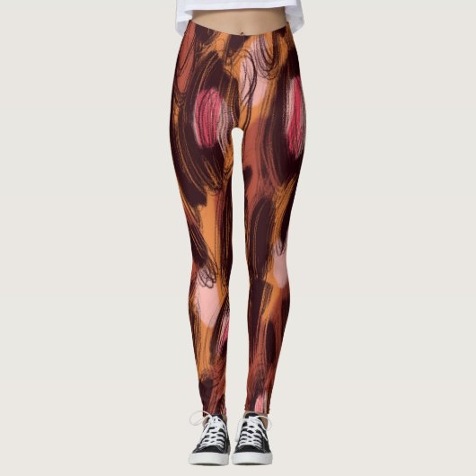 Leopard Vlekken Afrikaans Dierenpatroon Leggings (Voorkant)
