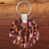 Leopard Vlekken Afrikaans Dierenpatroon Sleutelhanger (Voorkant)