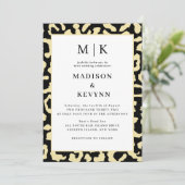 Leopard Vlekken Zwart en Gouden Huwelijk Kaart (Staand voorkant)