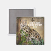 Leopard vlinder foto Live in het moment citaat Magneet (Voorkant / Achterkant)