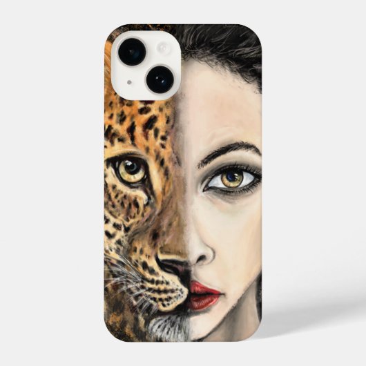 Leopard Vrouw iPhone Case Hoesje (Achterkant)