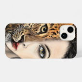 Leopard Vrouw iPhone Case Hoesje (Achterkant horizontaal)