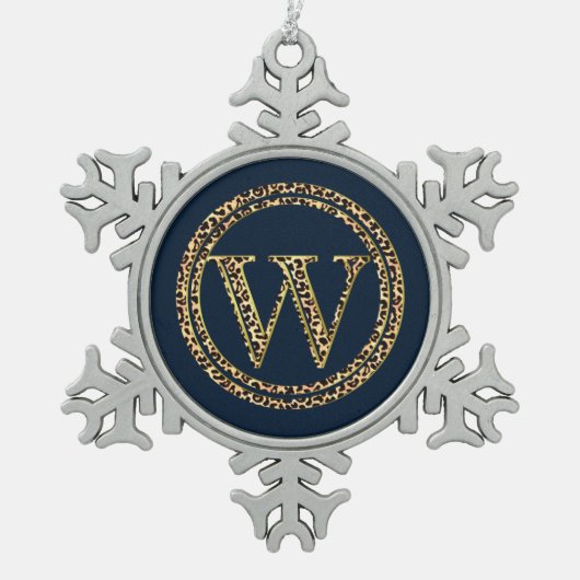 Leopard W Tin Sneeuwvlok Ornament (Voorkant)