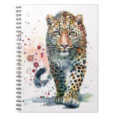 Leopard Walking Paint Splatter Watercolor Notebook Notitieboek (Voorkant)