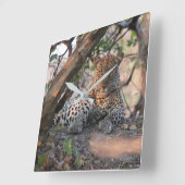 Leopard Wall Clock Vierkante Klok (Hoek)