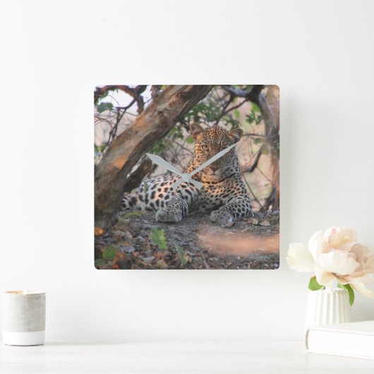 Leopard Wall Clock Vierkante Klok (Huis)