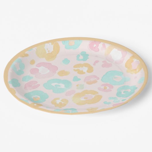 Leopard Water Kleur Modern Trouwpapier Borden Papieren Bordje (Gekanteld)