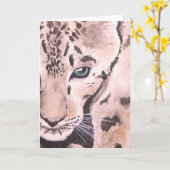 Leopard Waterverf Vignette Blank Kaart (Gele Bloem)