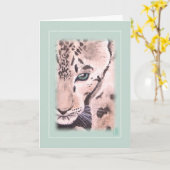 Leopard-Waterverf Vignette op groen blanco Kaart (Gele Bloem)