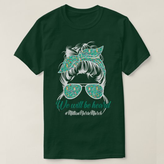 Leopard We zullen Messy Bun Nurse Million N horen T-shirt (Design voorkant)