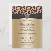 Leopard Wedding Luxury Black & Gold Kaart (Voorkant)