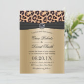 Leopard Wedding Luxury Black & Gold Kaart (Staand voorkant)
