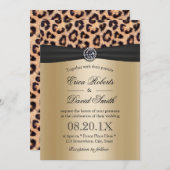 Leopard Wedding Luxury Black & Gold Kaart (Voorkant / Achterkant)