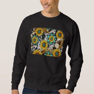 Leopard Western Rodeo Koeienhuid Gemstone Sunflowe Trui