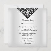 Leopard White Diamond Black Birthday Party Kaart (Achterkant)