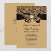 Leopard White Jewels Diamonds Ribbon Wedding Kaart (Voorkant / Achterkant)