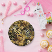Leopard wild animal safari skin gold black papieren bordje (Feest)