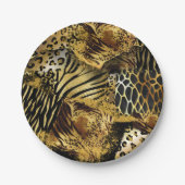 Leopard wild animal safari skin gold black papieren bordje (Voorkant)