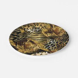 Leopard wild animal safari skin gold black papieren bordje