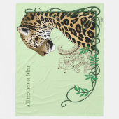 Leopard Wild Cat Groen HENNA Fleece Deken (Voorkant)