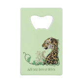 Leopard Wild Cat Groene Henna Creditkaart Flessenopener (Voorkant)