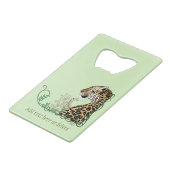 Leopard Wild Cat Groene Henna Creditkaart Flessenopener (Voorkant Gekanteld)