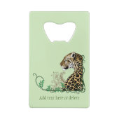 Leopard Wild Cat Groene Henna Creditkaart Flessenopener (Achterkant)