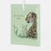 Leopard Wild Cat Groene Henna Glas Ornament (Voorkant links)
